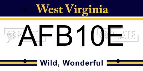 AFB10E West Virginia License Plate