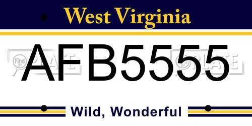 AFB5555 West Virginia License Plate