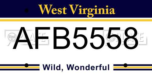 AFB5558 West Virginia License Plate