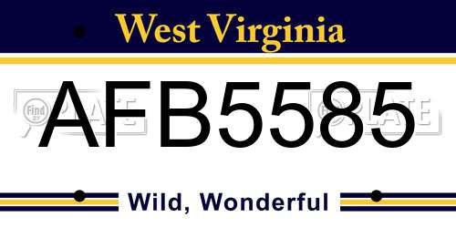 AFB5585 West Virginia License Plate