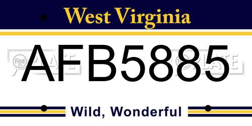 AFB5885 West Virginia License Plate