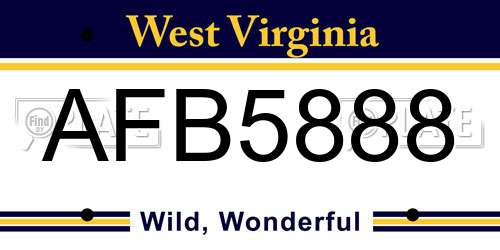 AFB5888 West Virginia License Plate