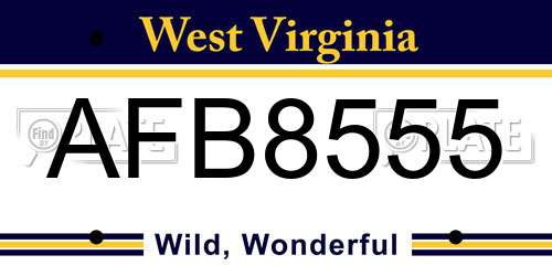 AFB8555 West Virginia License Plate
