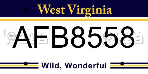 AFB8558 West Virginia License Plate