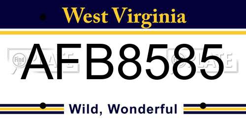 AFB8585 West Virginia License Plate
