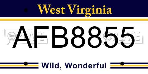 AFB8855 West Virginia License Plate