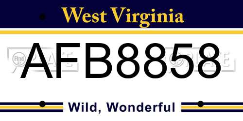 AFB8858 West Virginia License Plate