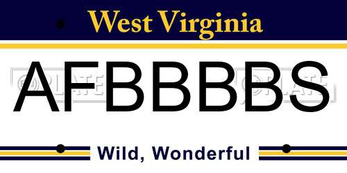 AFBBBBS West Virginia License Plate