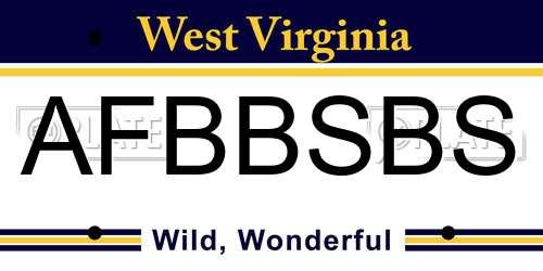 AFBBSBS West Virginia License Plate