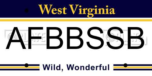AFBBSSB West Virginia License Plate