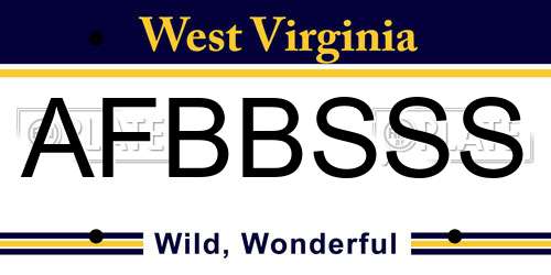 AFBBSSS West Virginia License Plate