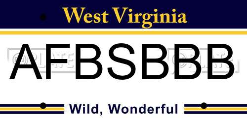 AFBSBBB West Virginia License Plate