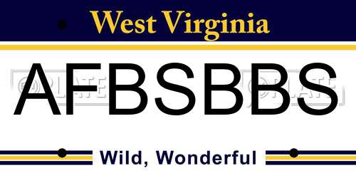 AFBSBBS West Virginia License Plate