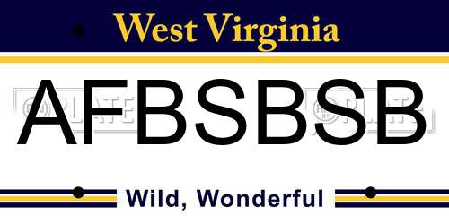 AFBSBSB West Virginia License Plate