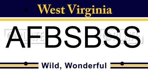 AFBSBSS West Virginia License Plate