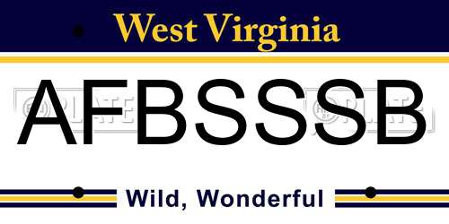 AFBSSSB West Virginia License Plate