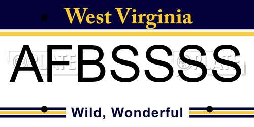 AFBSSSS West Virginia License Plate