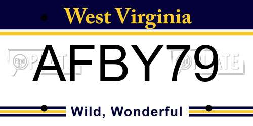 AFBY79 West Virginia License Plate