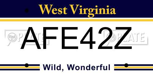 AFE42Z West Virginia License Plate