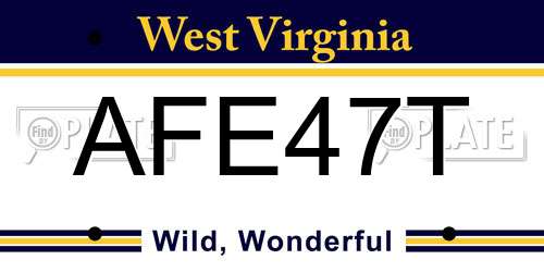 AFE47T West Virginia License Plate