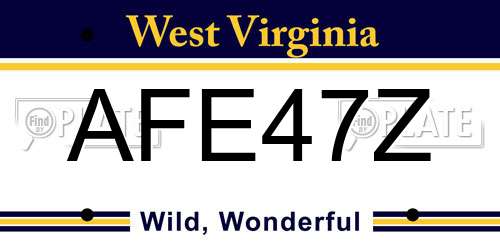 AFE47Z West Virginia License Plate
