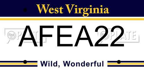 AFEA22 West Virginia License Plate
