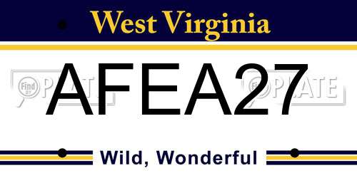 AFEA27 West Virginia License Plate