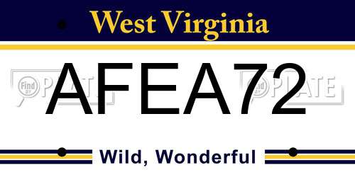 AFEA72 West Virginia License Plate