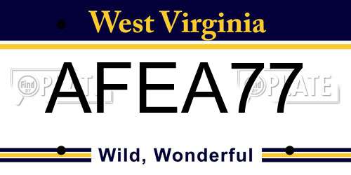 AFEA77 West Virginia License Plate