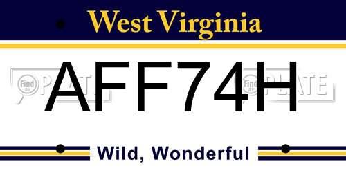 AFF74H West Virginia License Plate
