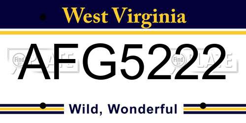 AFG5222 West Virginia License Plate