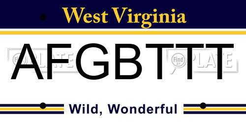 AFGBTTT West Virginia License Plate