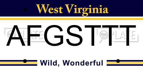 AFGSTTT West Virginia License Plate