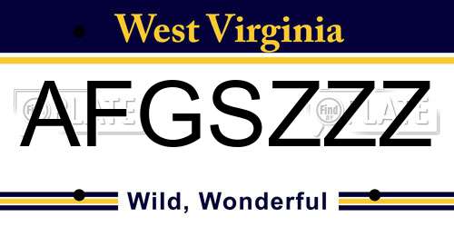 AFGSZZZ West Virginia License Plate