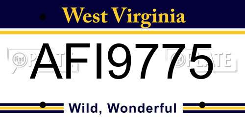 AFI9775 West Virginia License Plate