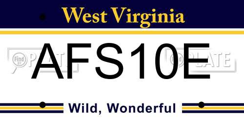 AFS10E West Virginia License Plate
