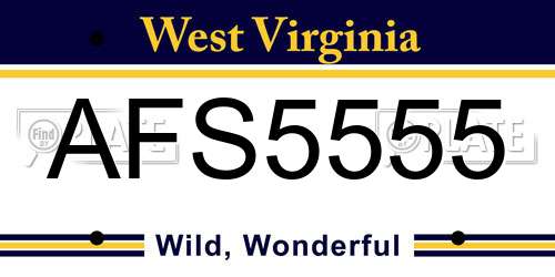 AFS5555 West Virginia License Plate