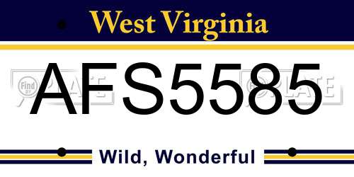 AFS5585 West Virginia License Plate