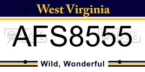 AFS8555 West Virginia License Plate