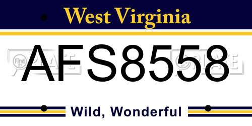 AFS8558 West Virginia License Plate