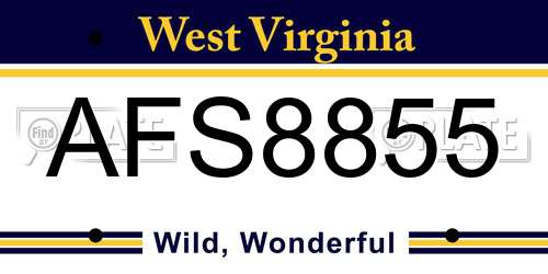 AFS8855 West Virginia License Plate