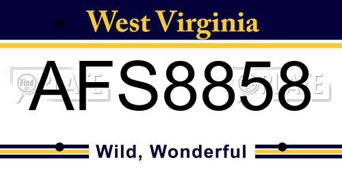 AFS8858 West Virginia License Plate