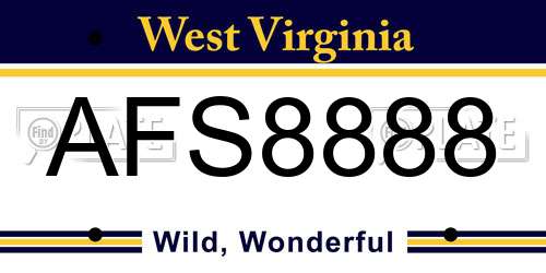 AFS8888 West Virginia License Plate