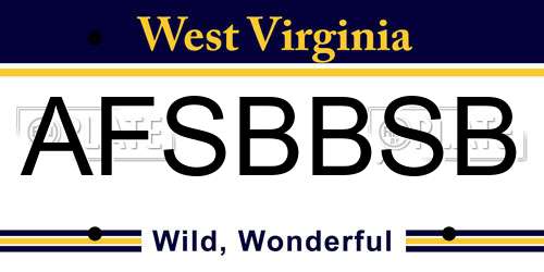 AFSBBSB West Virginia License Plate