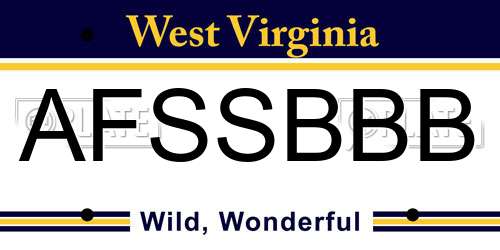AFSSBBB West Virginia License Plate