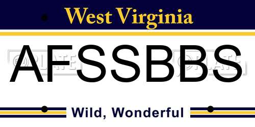 AFSSBBS West Virginia License Plate