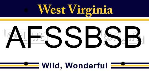 AFSSBSB West Virginia License Plate