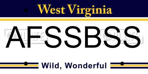 AFSSBSS West Virginia License Plate