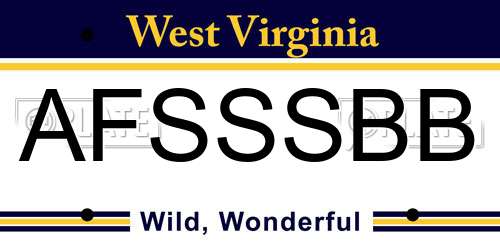 AFSSSBB West Virginia License Plate