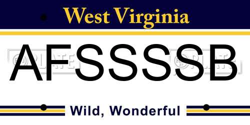 AFSSSSB West Virginia License Plate
